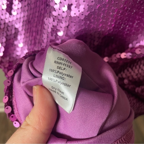 NWT The Impeccable Pig Time For Tinsel Magenta Sequin One Shoulder Dress Medium - Picture 7 of 7